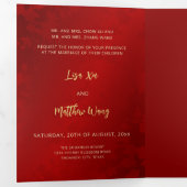 バイリンガル赤金ゴールド中国の結婚ズ 三つ折り招待状 (内部最初)