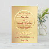 バイリンガル赤金ゴールド |中国の結婚s 招待状 (スタンド正面)