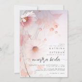 バイリンガル赤面ピンクデイジー/ルボロザマルガリータ 招待状 (正面)