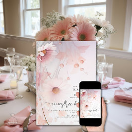 バイリンガル赤面ピンクデイジー/ルボロザマルガリータ 招待状