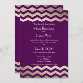 バイリンガル金ゴールドきらめくシェブロン結婚式招待状 招待状 (正面/裏面)