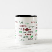 バイリンガル、すべての言語でコーヒーを言う、先生 ツートーンマグカップ (中央)