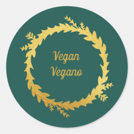 バイリンガル グリーン ゴールデン ヴィーガン (Vegano) クリスマス ラウンドシール