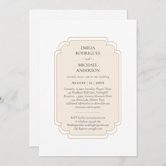 バイリンガル スペイン語での ウェディング 予算 結婚式 招待状 (正面/裏面)