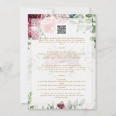 バイリンガル バーガンディ フローラル ゴールド ウェディング ボダ ローズ 招待状 (裏面)