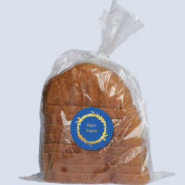 バイリンガル ブルーとゴールドのヴィーガン（Vegano）フード  ラウンドシール