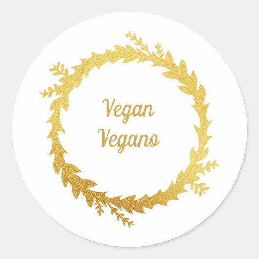 バイリンガル ホワイト ゴールデン ヴィーガン(Vegano) クリスマス ラウンドシール (正面)