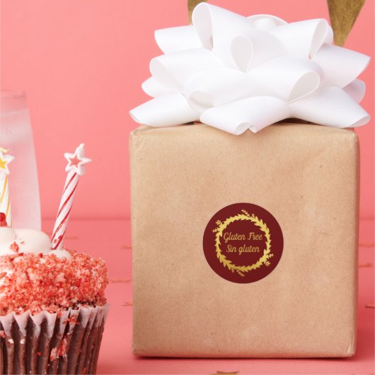 バイリンガル レッド ゴールデン グルテンフリー - シン グルテン ラウンドシール (パーティー)