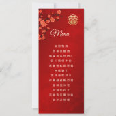 バイリンガル 赤い桜の中国式ウェディング 招待状 (裏面)