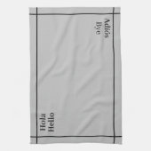 バイリンガルBlack&gray Hola-Hello, スペインの-English キッチンタオル (縦)