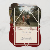 バイリンガルBurgundy Wedding Save the Date (正面/裏面)