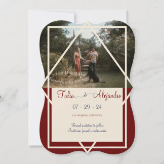 バイリンガルBurgundy Wedding Save the Date