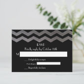 バイリンガルSIlverナイトシェブロン結婚式RSVP 出欠カード (スタンド正面)