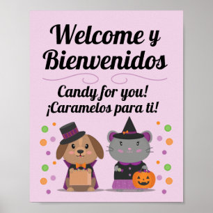 バイリンスペインのガル – 英語ハロウィーンのサイン ポスター