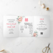 バイリン中国のガル牡丹結婚式招待状 三つ折りプログラム (内部)