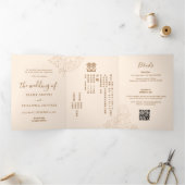 バイリン中国のグエレガントの3倍の結婚式招待 三つ折りプログラム (内部)