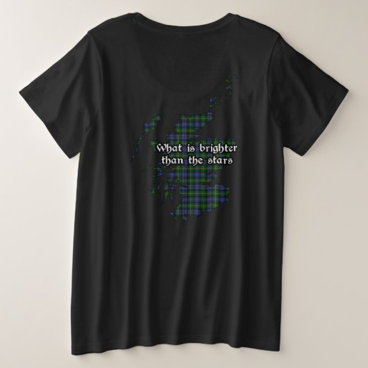 バイリークランバッジとタータンチェック女子 プラスサイズTシャツ (デザイン裏面)