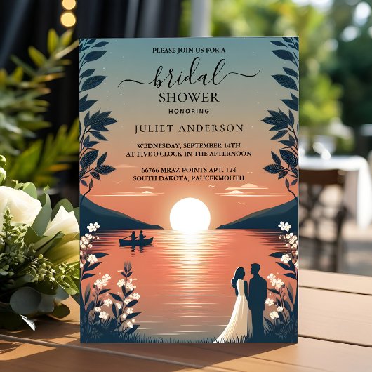 バイレイクサイドマウンテンおもしろい自然レイクブライダルシャワー 招待状