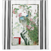 バイレイピーコックの鳥が花にシャワーカーテン シャワーカーテン (正面)