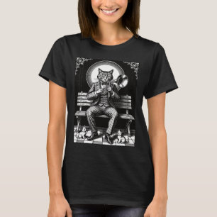 バイレス:しゃれた猫の頭のミュージシャン Tシャツ