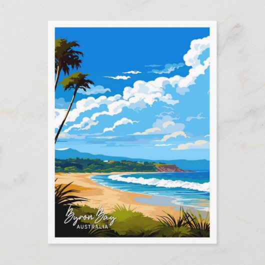 バイロンベイオーストラリア旅行ヴィンテージイラストレーション ポストカード (正面)