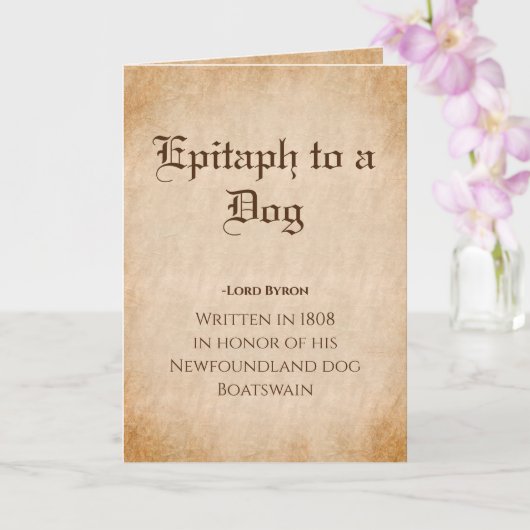 バイロン卿の犬詩の墓誌 カード (蘭)