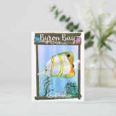 バイロン湾オーストラリア旅行ポスター。 ポストカード (スタンド正面)