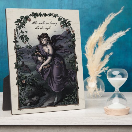 バイロン「彼女は美しいで歩く」詩8x10アートプラーク フォトプラーク (側面)