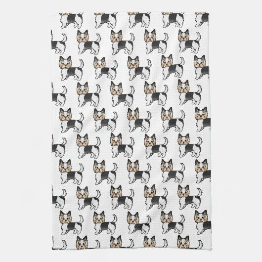 バイワーテリアかわいい漫画の犬のパターン キッチンタオル (縦)