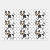 バイワーテリアかわいい漫画の犬のパターン ラッピングペーパーシート (正面)
