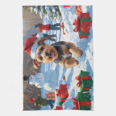 バイワーテリアクリスマスフェスティバルスノーシーン キッチンタオル (縦)