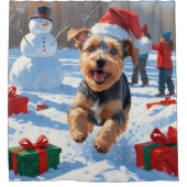 バイワーテリアクリスマスフェスティバルスノーシーン シャワーカーテン (正面)