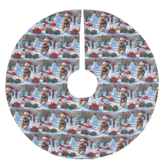 バイワーテリアクリスマスフェスティバルスノーシーン ブラッシュドポリエステルツリースカート (正面)