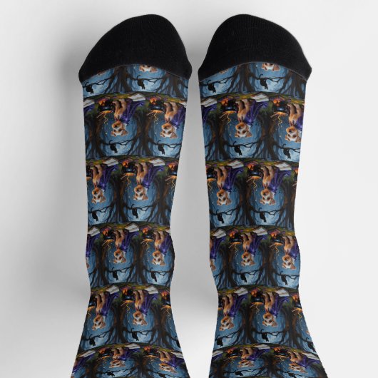 バイワーテリアドッグお洒落ハロウィン絵を描ズ ソックス (上部)