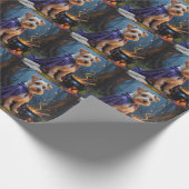 バイワーテリアドッグお洒落ハロウィン絵を描ズ ラッピングペーパー (角)