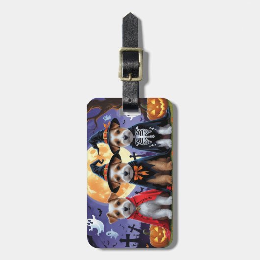 バイワーテリアドッグスパンプキンハロウィンおもしろい ラゲッジタグ (正面縦)