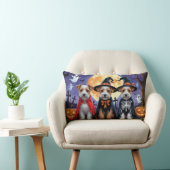 バイワーテリアドッグスパンプキンハロウィンおもしろい ランバークッション (椅子)