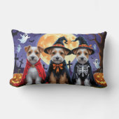 バイワーテリアドッグスパンプキンハロウィンおもしろい ランバークッション (正面)
