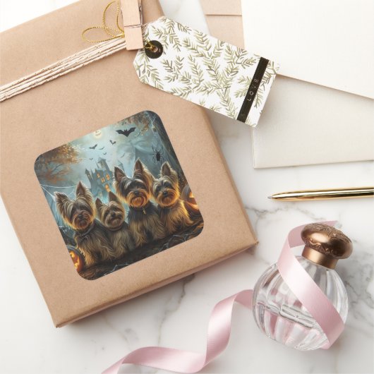 バイワーテリアハロウィーンナイトドギー喜び スクエアシール (ギフト)