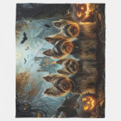 バイワーテリアハロウィーンナイトドギー喜び フリースブランケット (正面)