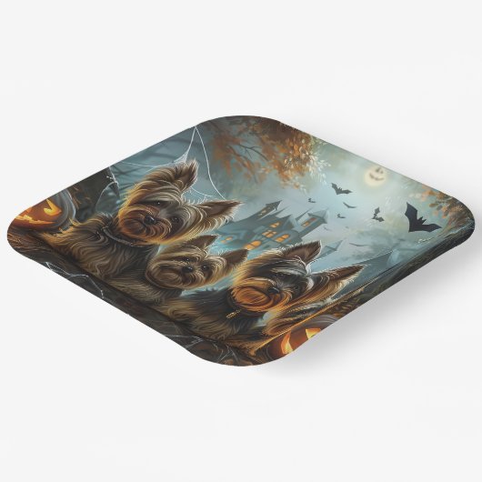 バイワーテリアハロウィーンナイトドギー喜び ペーパープレート (傾斜あり)