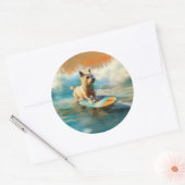 バイワーテリアビーチサーフィン絵画ズ ラウンドシール (封筒)