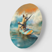 バイワーテリアビーチサーフィン絵画ズ ラージ壁時計 (傾斜)