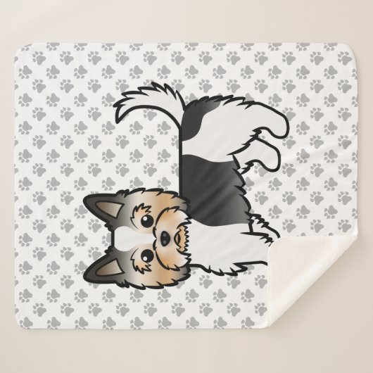 バイワーテリアヨークシャーテリアかわいい漫画の犬とポーズ シェルパブランケット (正面(横))