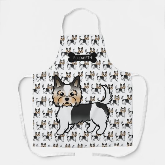 バイワーテリアヨークシャーテリアかわいい漫画の犬と名前 エプロン (正面)