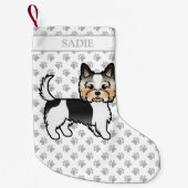 バイワーテリアヨークシャーテリアかわいい漫画の犬と名前 スモールクリスマスストッキング (正面)