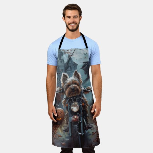 バイワーテリア乗用オートバイハロウィーン怖い エプロン (着用した状態)
