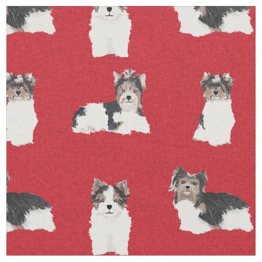 バイワーテリア犬の赤いクリスマス ファブリック (クローズアップ)