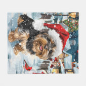 バイワーテリア犬ウィンターワンダーランドクリスマスジョイ フリースブランケット (正面(横))