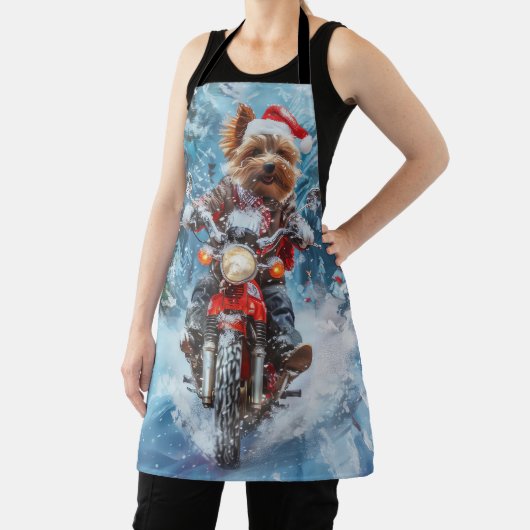 バイワーテリア犬オートバイクリスマスに乗る エプロン (インサイチュ)